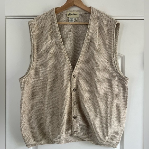 Eddie Bauer Other - Vintage Eddie Bauer Button Front Sweater Vest Beige - L